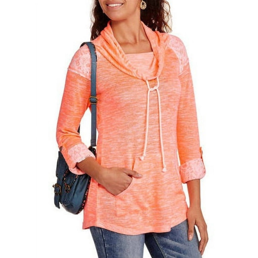 Lace Cowl Neck Blouse M